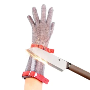 15CM Long Cut Resistant Glove Ambidextrous Stainless Steel Metal Mesh Chainmail Glove Butcher Glove