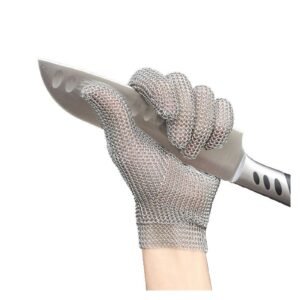 Chainmail Cut Resistant Gloves Ambidextrous Butcher Stainless Chain Link Gloves Steel Wristband